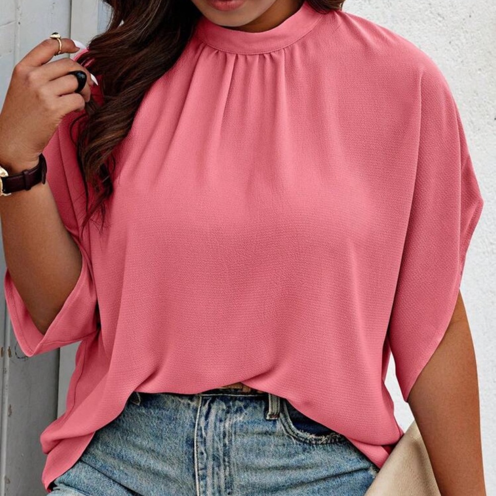 Celure Plus Size Simple Loose Pleated Texture Casual Shirt For Summer